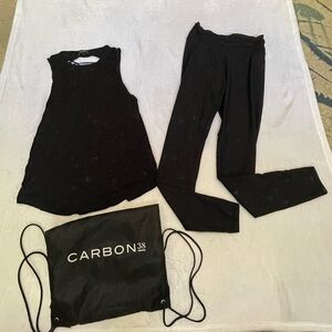 Carbon38 black star leggings set
